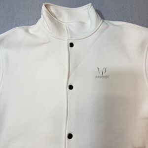 Messi Collection Bomber Jacket Mens L Beige NEW MMJ0415USJ Snap Front Mock Neck